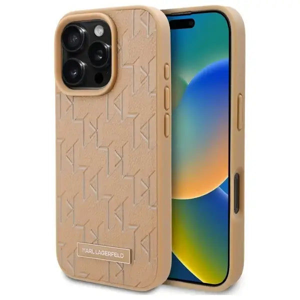 Karl Lagerfeld Hot Stamp Magsafe iPhone 16 Pro Max Case - Beige - Cell phone cases and covers<<<HurtelXML