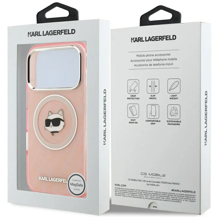 Karl Lagerfeld IML Choupette Head Logo MagSafe Case for iPhone 17 Pro - Pink - Cell phone cases and covers<<<HurtelXML