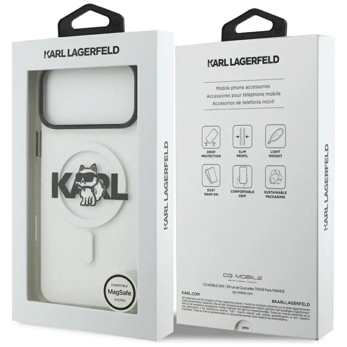 Karl Lagerfeld IML Choupette Sketch Logo MagSafe Case for iPhone 17 Pro Max - Clear - Cell phone cases