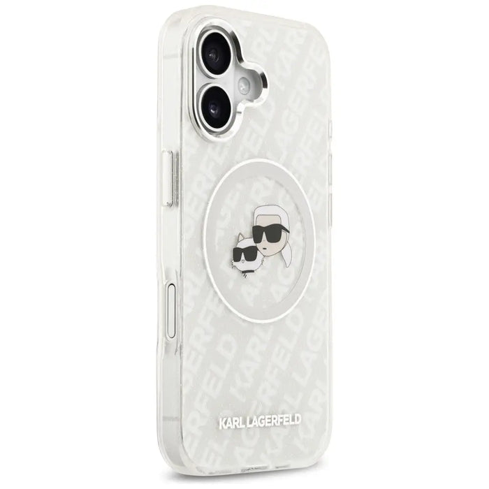 Karl Lagerfeld IML Glitter Karl & Choupette Heads Logo MagSafe iPhone 17 Case - Gray - Cell phone cases
