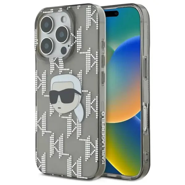 Karl Lagerfeld IML Karl Head Electroplated Case for iPhone 16 Pro Max - Black - Cell phone cases and covers<<<HurtelXML