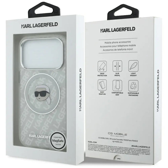 Karl Lagerfeld IML Karl Head Logo MagSafe Case for iPhone 17 Pro - Gray - Cell phone cases and covers<<<HurtelXML