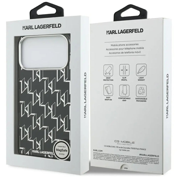 Karl Lagerfeld IML KL Monogram MagSafe Case for iPhone 17 Pro Max - Black - Cell phone cases and covers<<<HurtelXML