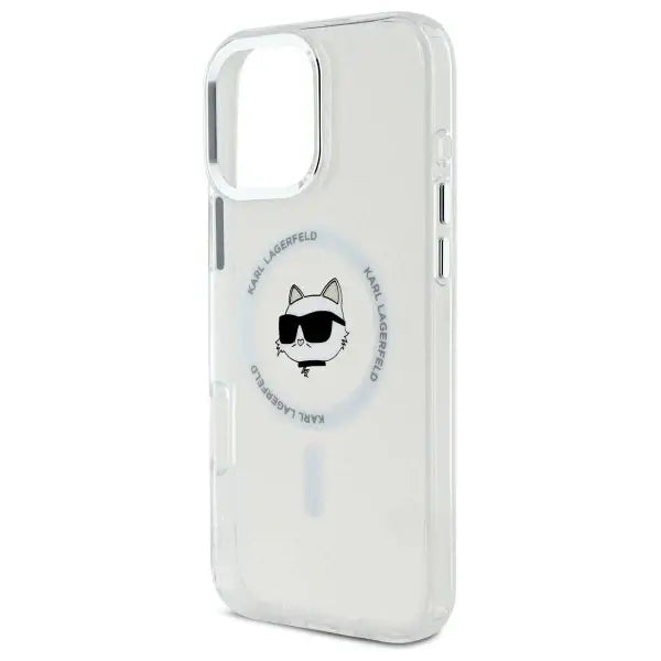 Karl Lagerfeld IML Metal Choupette Head MagSafe Case for iPhone 16 Pro Max - White - Cell phone cases
