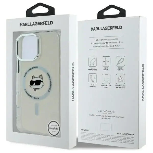 Karl Lagerfeld IML Metal Choupette Head MagSafe iPhone 16 Pro Case - White - Cell phone cases and covers<<<HurtelXML