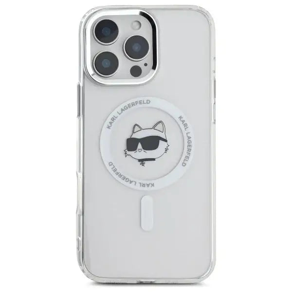 Karl Lagerfeld IML Metal Choupette Head MagSafe iPhone 16 Pro Case - White - Cell phone cases and covers<<<HurtelXML