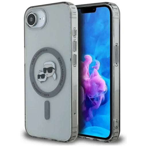 Karl Lagerfeld IML Metal Karl & Choupette Heads MagSafe iPhone 16e Case - Black - Cell phone cases