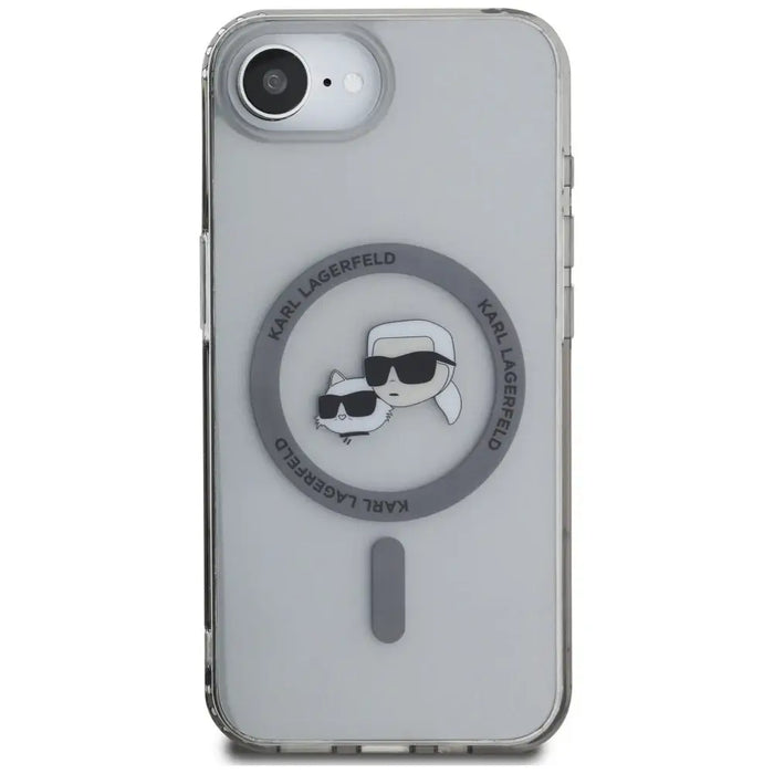 Karl Lagerfeld IML Metal Karl & Choupette Heads MagSafe iPhone 16e Case - Black - Cell phone cases