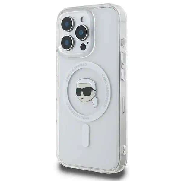 Karl Lagerfeld IML Metal Karl Head MagSafe Case for iPhone 16 Pro Max - White - Cell phone cases and covers<<<HurtelXML