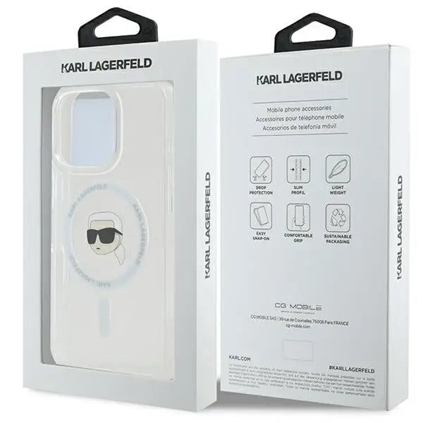 Karl Lagerfeld IML Metal Karl Head MagSafe Case for iPhone 16 Pro Max - White - Cell phone cases and covers<<<HurtelXML