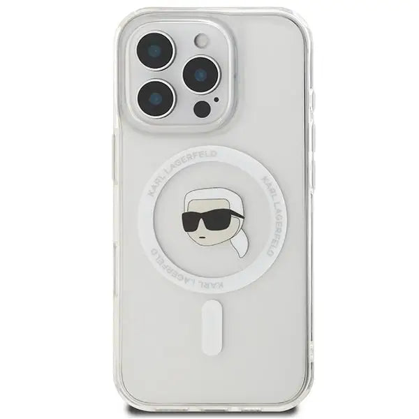 Karl Lagerfeld IML Metal Karl Head MagSafe Case for iPhone 16 Pro Max - White - Cell phone cases and covers<<<HurtelXML