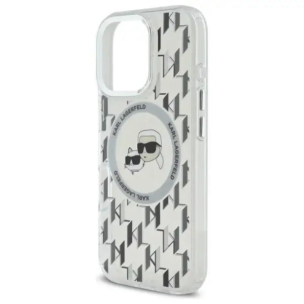 Karl Lagerfeld IML Monogram Karl & Choupette Head MagSafe Case for iPhone 16 Pro Max - Clear - Cell phone cases