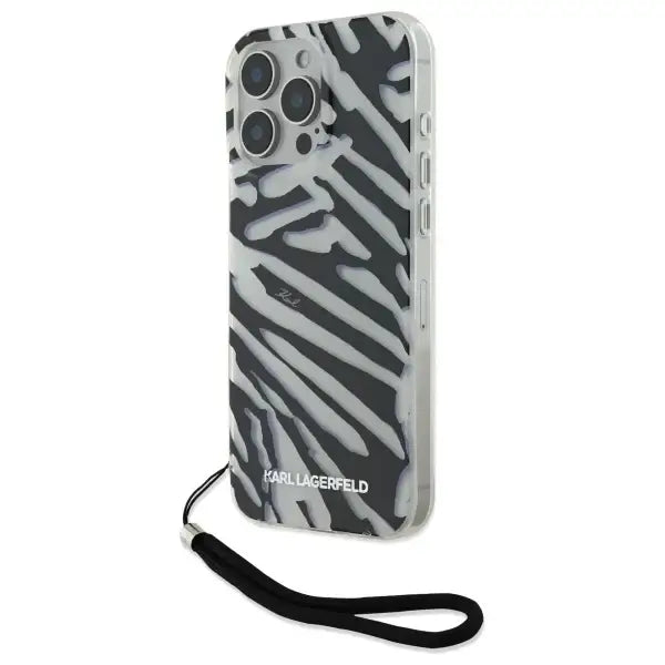 Karl Lagerfeld IML Zebra Pattern & Cord iPhone 16 Pro Case - Black - Cell phone cases and covers<<<HurtelXML