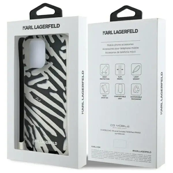 Karl Lagerfeld IML Zebra Pattern & Cord iPhone 16 Pro Max Case - Black - Cell phone cases and covers<<<HurtelXML