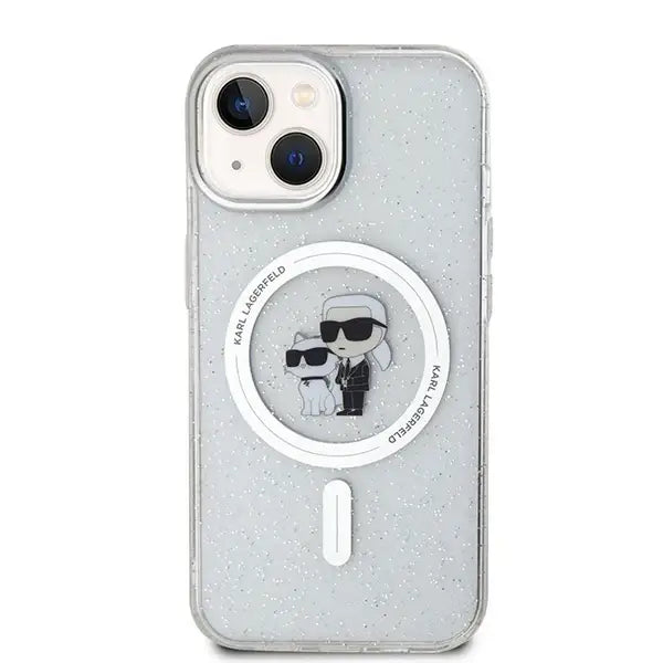 Karl Lagerfeld Karl&Choupette Glitter MagSafe case for iPhone 15 - transparent - Cell phone cases and covers<<<HurtelXML