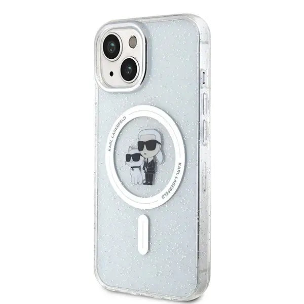 Karl Lagerfeld Karl&Choupette Glitter MagSafe case for iPhone 15 - transparent - Cell phone cases and covers<<<HurtelXML