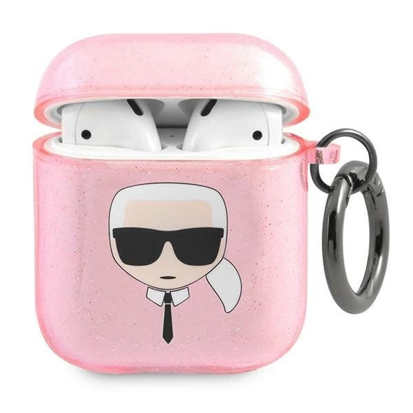 Karl Lagerfeld KLA2UKHGP AirPods cover różowy/pink Glitter Karl`s Head - Cell phone cases and covers<<<HurtelXML