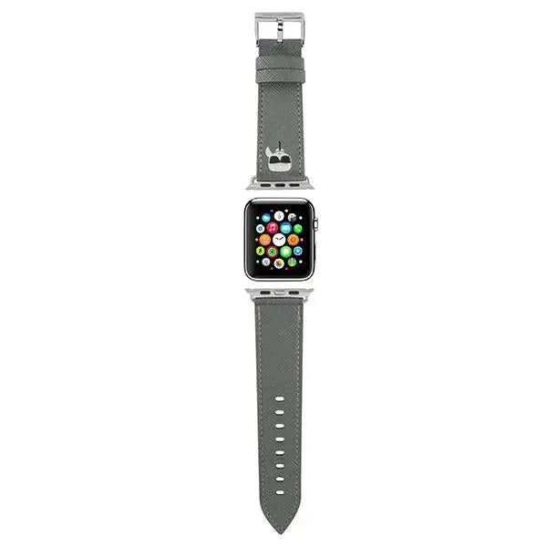 Karl Lagerfeld KLAWLOKHG Apple Watch Strap 42/44 / 45mm silver / silver strap Saffiano Karl Heads - Other cell phone