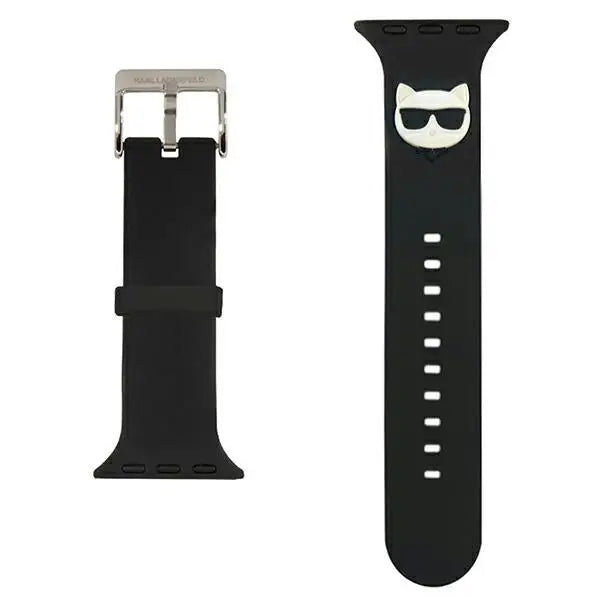 Karl Lagerfeld KLAWLSLCK Apple Watch Strap 42/44 / 45mm black / black strap Silicone Choupette Heads - Cell phone cases