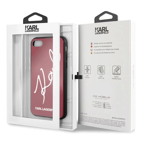 Karl Lagerfeld KLHCI8DLKSRE iPhone 7/8 SE 2020 / SE 2022 czerwony/red hard case Signature Glitter - Cell phone cases