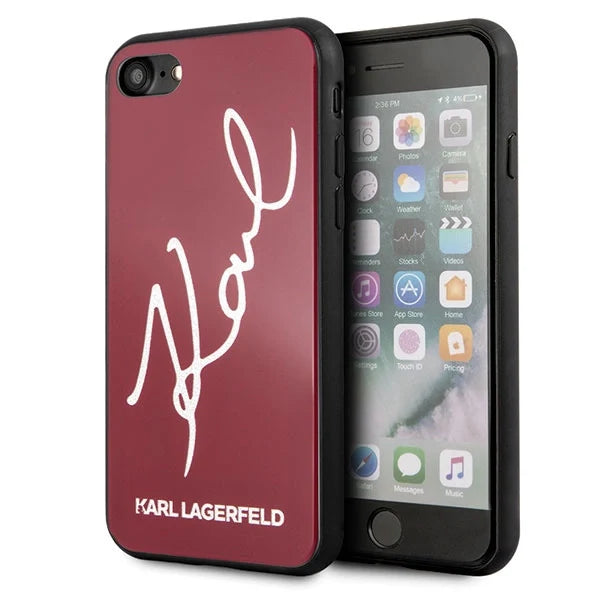 Karl Lagerfeld KLHCI8DLKSRE iPhone 7/8 SE 2020 / SE 2022 czerwony/red hard case Signature Glitter - Cell phone cases