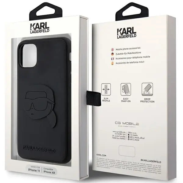 Karl Lagerfeld KLHCN613DRKNK iPhone 11 / Xr 6.1’’ black/black hardcase Rubber Karl Head 3D - Cell phone cases