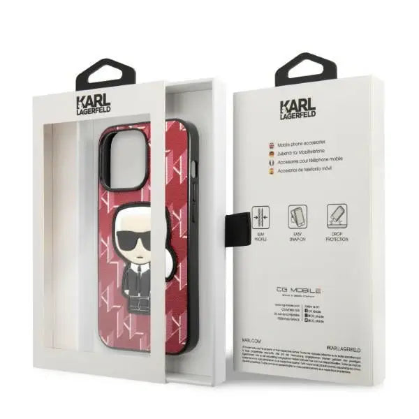 Karl Lagerfeld KLHCP13LPMNIKPI iPhone 13 Pro / 13 6.1’’ hardcase red/red Monogram Ikonik Patch - Cell phone cases