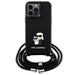Karl Lagerfeld KLHCP13LSAKCPSK case for iPhone 13 Pro / 13 hardcase - black Crossbody Saffiano Metal Pin Karl&Choupette
