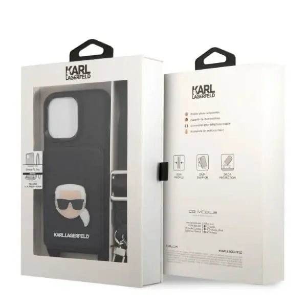 Karl Lagerfeld KLHCP13LSAKHPK iPhone 13 Pro / 13 6.1’’ Hardcase Saffiano Metal Karl Head - Cell phone cases