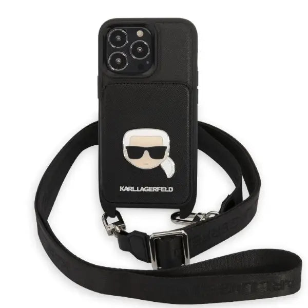 Karl Lagerfeld KLHCP13LSAKHPK iPhone 13 Pro / 13 6.1’’ Hardcase Saffiano Metal Karl Head - Cell phone cases