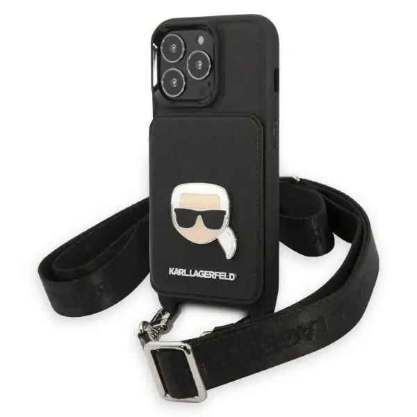 Karl Lagerfeld KLHCP13LSAKHPK iPhone 13 Pro / 13 6.1’’ Hardcase Saffiano Metal Karl Head - Cell phone cases
