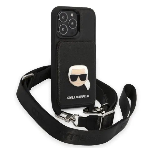 Karl Lagerfeld KLHCP13LSAKHPK iPhone 13 Pro / 13 6.1’’ Hardcase Saffiano Metal Karl Head - Cell phone cases