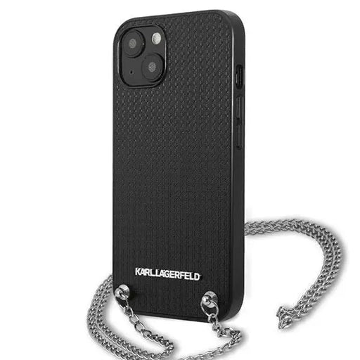 Karl Lagerfeld KLHCP13SPMK iPhone 13 mini 5,4 ’hardcase black / black Leather Textured and Chain - Cell phone cases