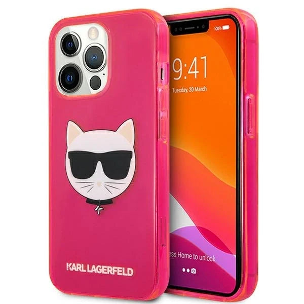 Karl Lagerfeld KLHCP13XCHTRP iPhone 13 Pro Max 6.7’’ pink/pink hardcase Glitter Choupette Fluo - Cell phone cases