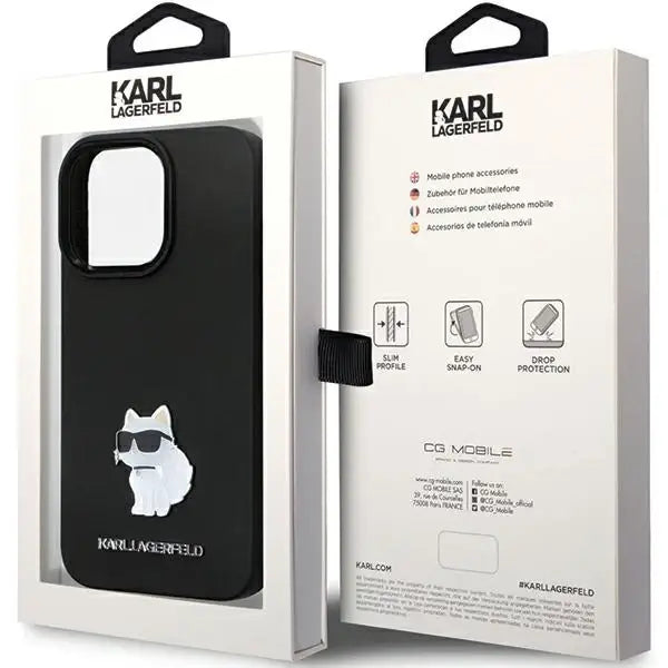 Karl Lagerfeld KLHCP13XSMHCNPK case for iPhone 13 Pro Max 6.7’’ - black Silicone C Metal Pin - Cell phone cases