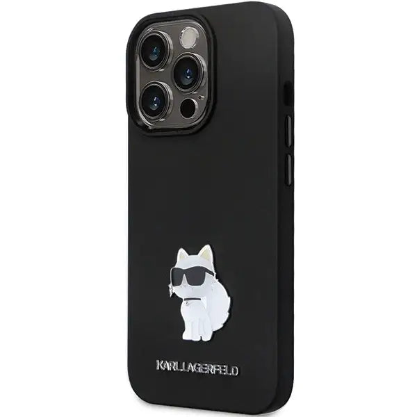 Karl Lagerfeld KLHCP13XSMHCNPK case for iPhone 13 Pro Max 6.7’’ - black Silicone C Metal Pin - Cell phone cases