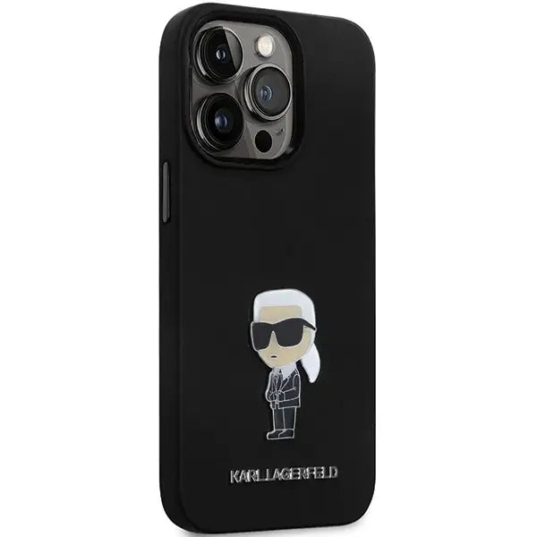 Karl Lagerfeld KLHCP13XSMHKNPK case for iPhone 13 Pro Max - black Silicone Ikonik Metal Pin - Cell phone cases