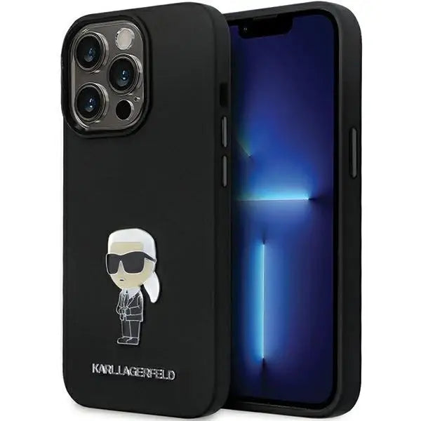 Karl Lagerfeld KLHCP13XSMHKNPK case for iPhone 13 Pro Max - black Silicone Ikonik Metal Pin - Cell phone cases