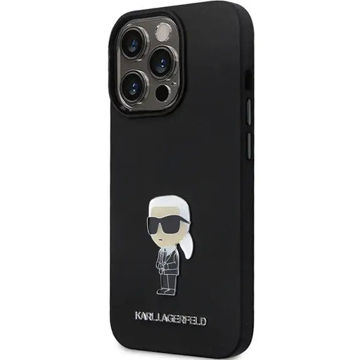 Karl Lagerfeld KLHCP13XSMHKNPK case for iPhone 13 Pro Max - black Silicone Ikonik Metal Pin - Cell phone cases