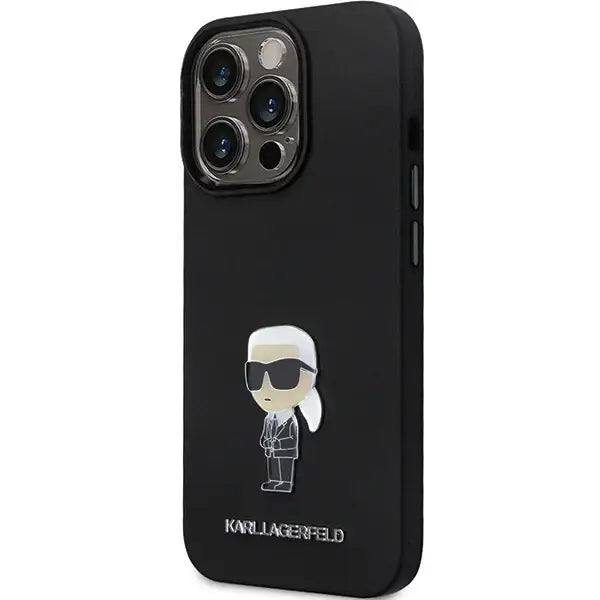 Karl Lagerfeld KLHCP13XSMHKNPK case for iPhone 13 Pro Max - black Silicone Ikonik Metal Pin - Cell phone cases