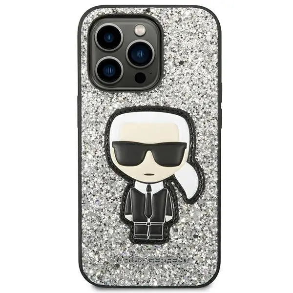 Karl Lagerfeld KLHCP14LGFKPG iPhone 14 Pro 6.1 ’hardcase silver / silver Glitter Flakes Ikonik - Cell phone cases