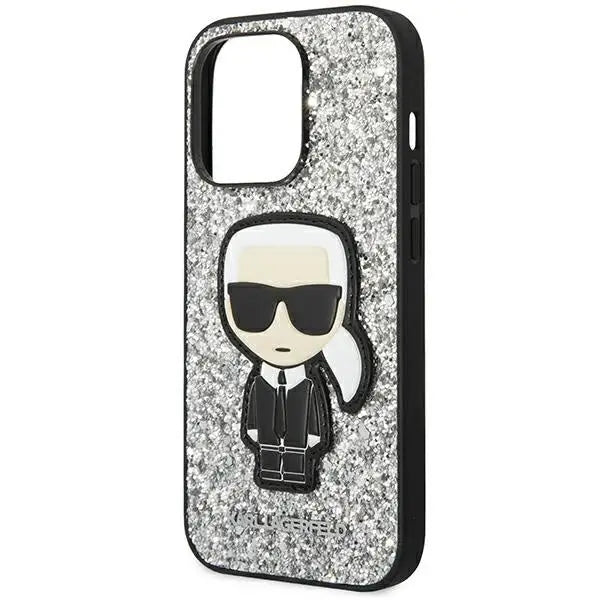 Karl Lagerfeld KLHCP14LGFKPG iPhone 14 Pro 6.1 ’hardcase silver / silver Glitter Flakes Ikonik - Cell phone cases