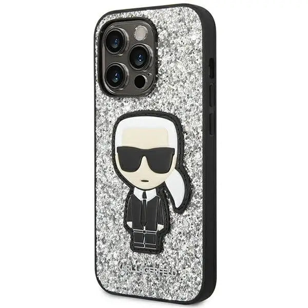 Karl Lagerfeld KLHCP14LGFKPG iPhone 14 Pro 6.1 ’hardcase silver / silver Glitter Flakes Ikonik - Cell phone cases