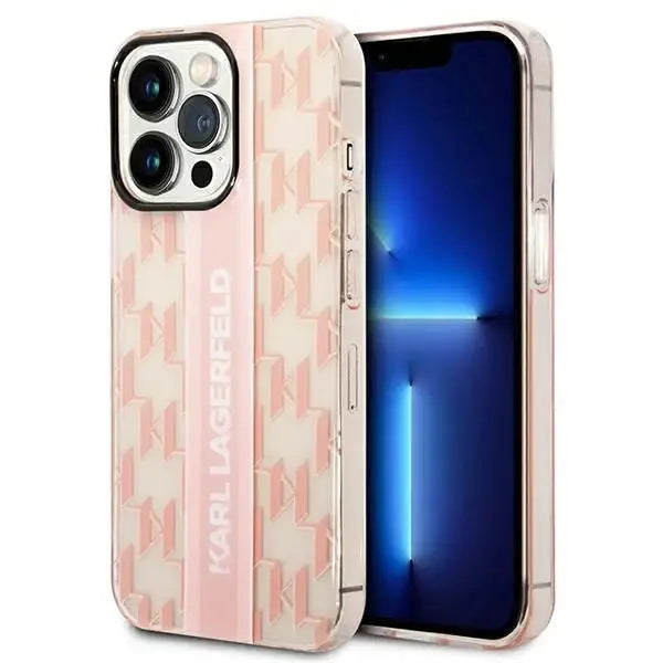 Karl Lagerfeld KLHCP14LHKLSPCP iPhone 14 Pro 6.1 ’hardcase pink / pink Mono Vertical Stripe - Cell phone cases