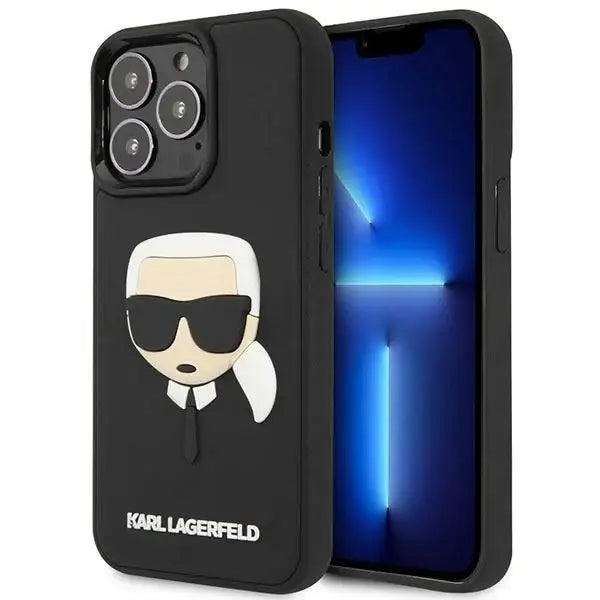 Karl Lagerfeld KLHCP14LKH3DBK iPhone 14 Pro 6.1 ’black / black hardcase 3D Rubber Karl`s Head - Cell phone cases