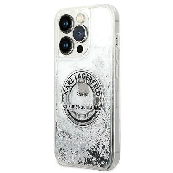 Karl Lagerfeld KLHCP14LLCRSGRS iPhone 14 Pro 6.1 ’silver / silver hardcase Liquid Glitter RSG - Cell phone cases