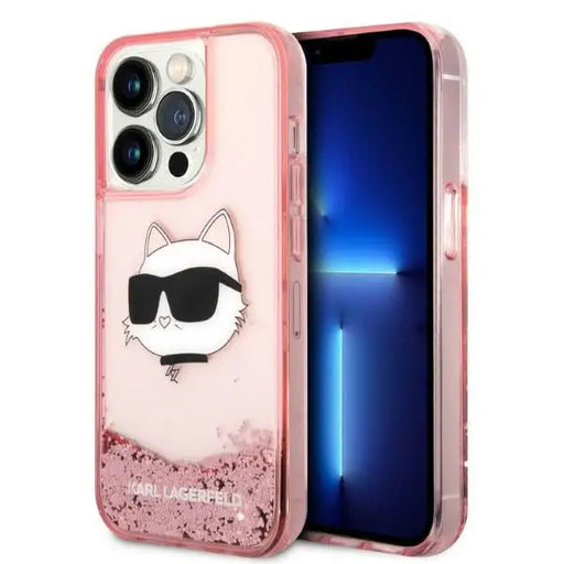 Karl Lagerfeld KLHCP14LLNCHCP iPhone 14 Pro 6.1’’ pink/pink hardcase Glitter Choupette Head - Cell phone cases