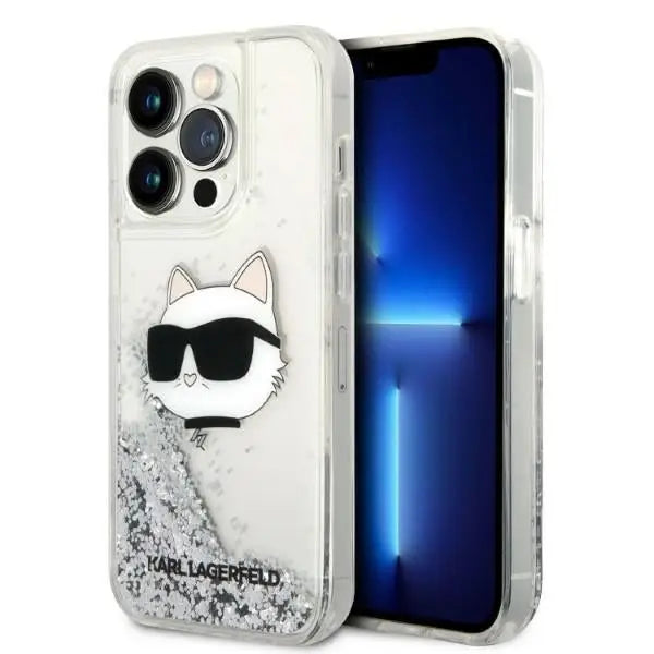 Karl Lagerfeld KLHCP14LLNHCCS iPhone 14 Pro 6.1’’ silver/silver hardcase Glitter Choupette Head - Cell phone cases