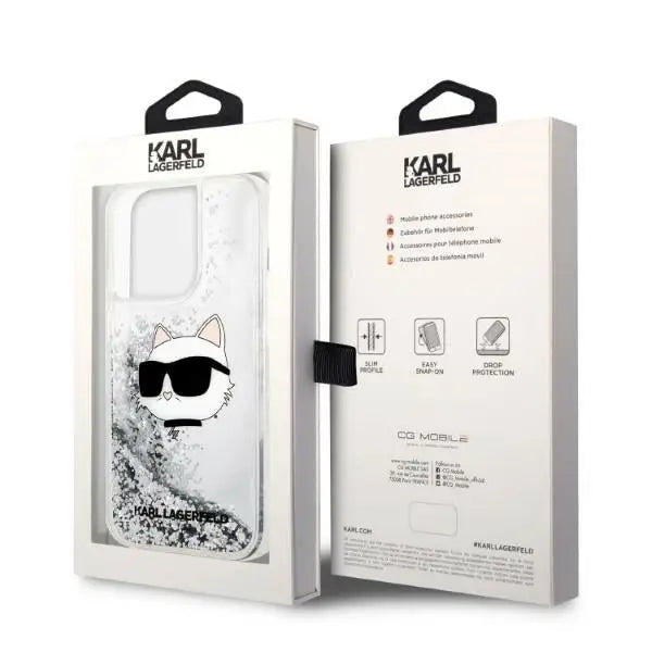 Karl Lagerfeld KLHCP14LLNHCCS iPhone 14 Pro 6.1’’ silver/silver hardcase Glitter Choupette Head - Cell phone cases