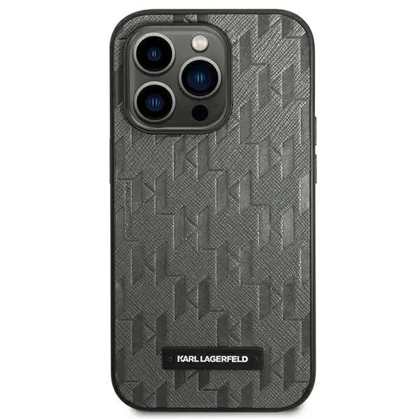 Karl Lagerfeld KLHCP14LSAKLHPG iPhone 14 Pro 6.1 ’hardcase gray / gray Saffiano Mono Metal Logo - Cell phone cases
